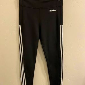 Adidas Women’s Sz Small High Rise 3 Stripes Aeroready Leggings 7/8 Length Black
